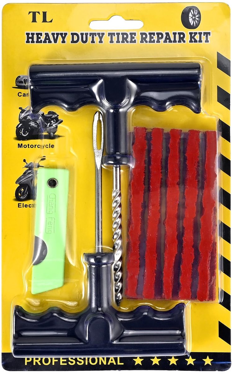 Professionele Bandenreparatieset voor Motorfiets - Inclusief 5 Reparatiestroken