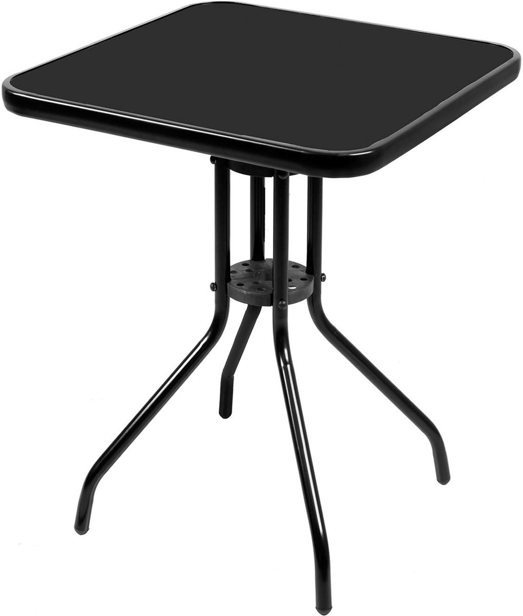 Bistrotafel - Glas en Metaal - Zwart 60 x 60 x 70 cm