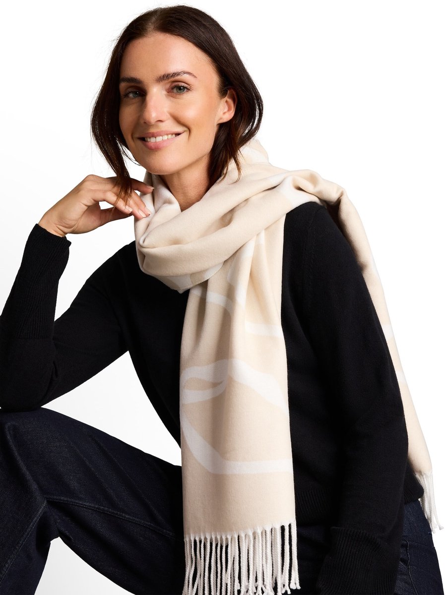 Tom Tailor - Sjaal met bloemenpatroon - Maat ONESIZE - big abstract off white flower