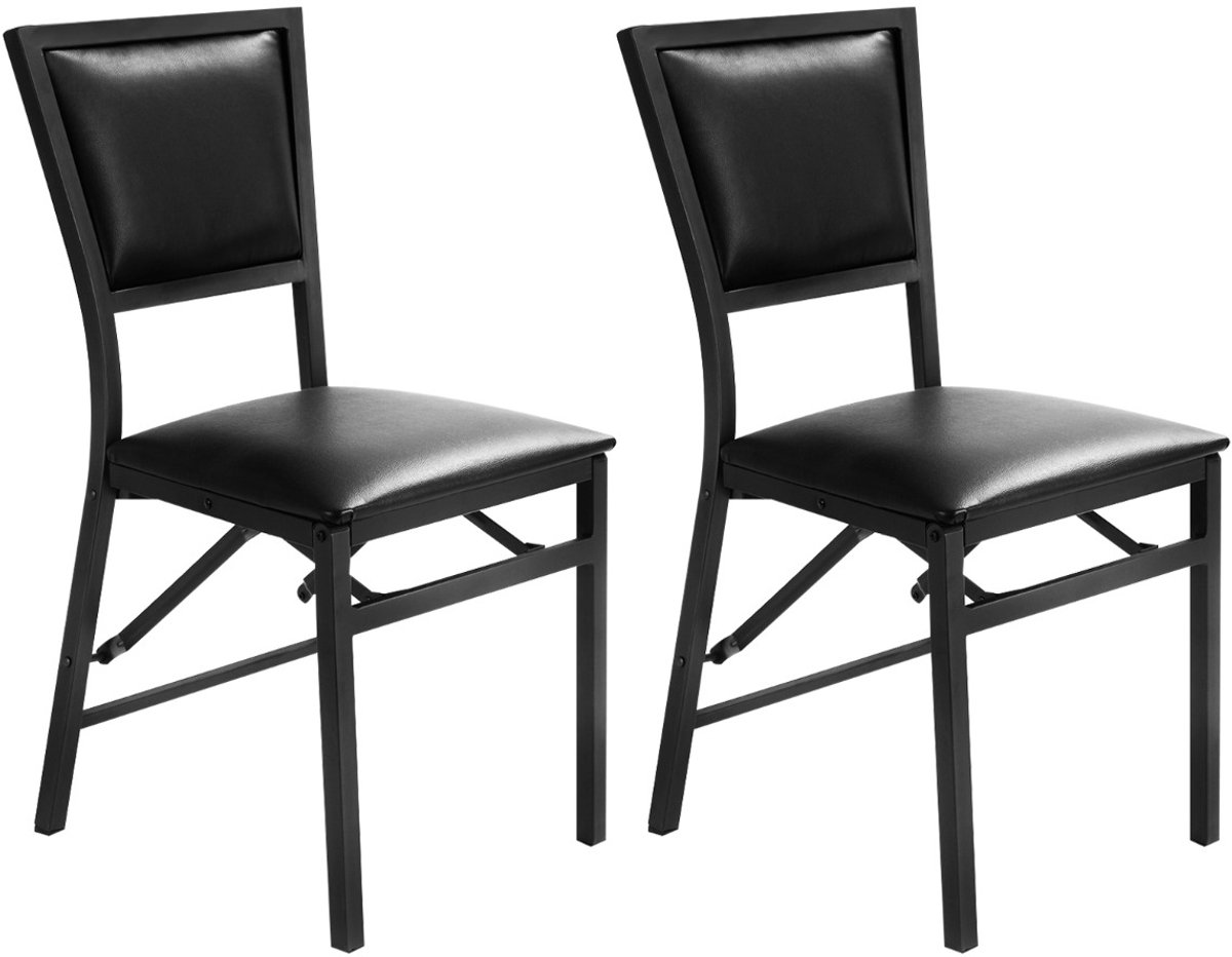 SureDeal® - Eettafel - Metalen Klapstoelen Counterhoogte - Keuken Eetkamer - 46x39x85 cm - Zwart