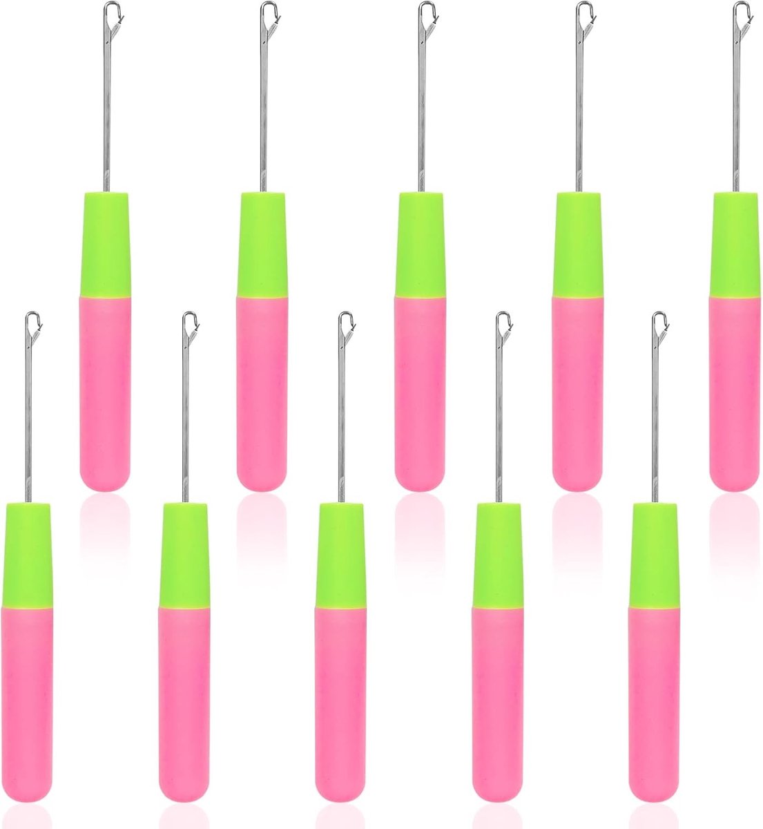10 stuks haarmarkeringsnaalden in 2 maten, highlighting haaknaald met comfortabel gel handvat voor professioneel en thuis haarkleuren