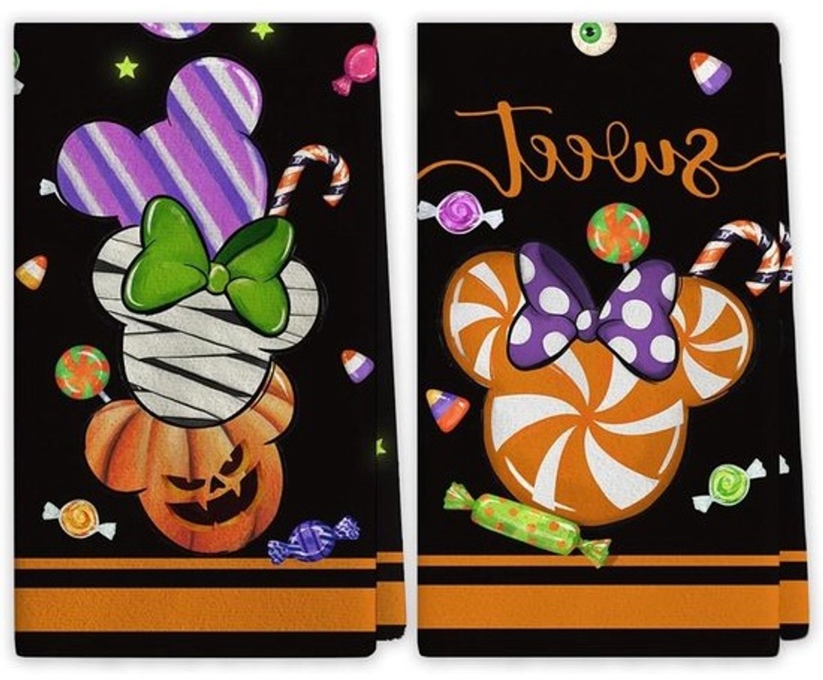 Keukenhanddoeken Halloween - Theedoeken Vaatdoeken - Keuken Schoonmaken - Super Absorberend - 46 x 66 cm - Wit