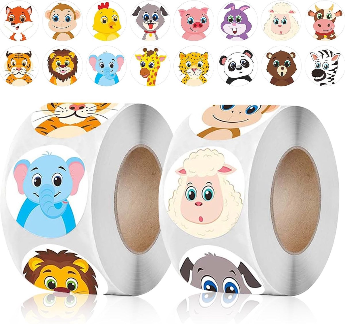 Ronde Motivatie Stickers met Dieren - 1000 Stuks, Zelfklevende Beloningsstickers voor Kinderen, Leerkrachten en Schooldecoratie