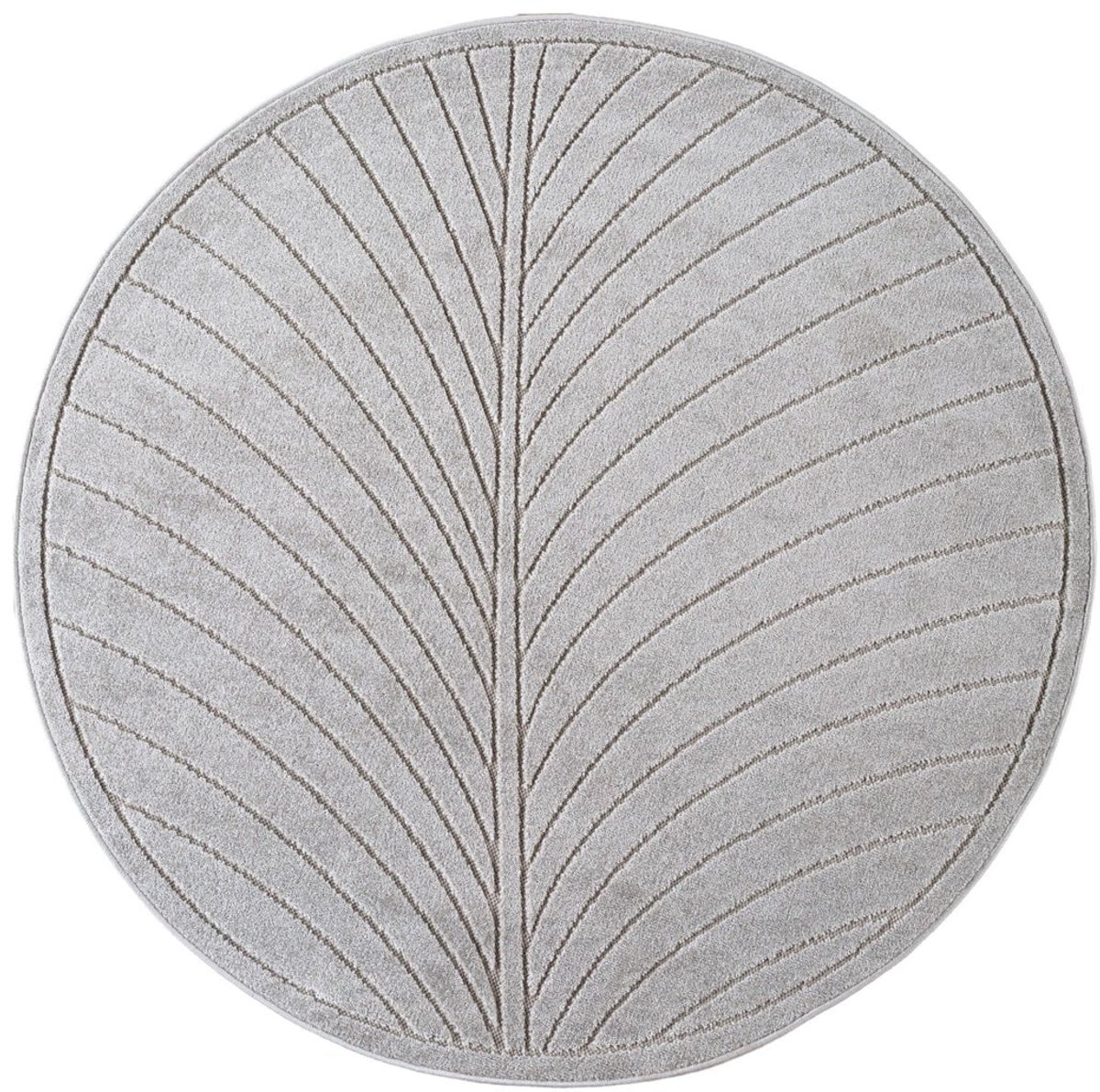 Dutch XXL Rond Buitenkleed | Nova | Palmblad | Zilver | 200x200 cm | Buitentapijt | Tuintapijt