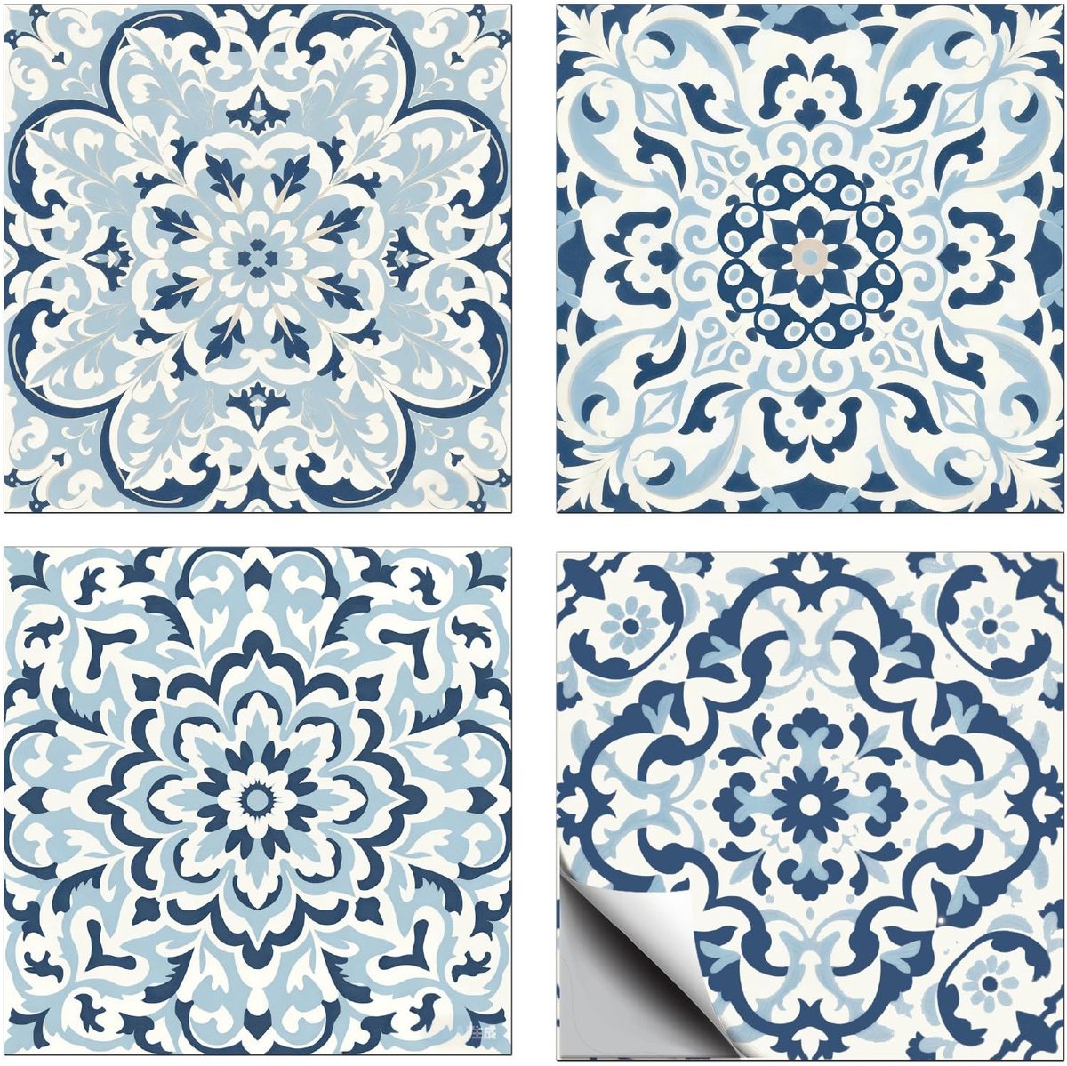 Retro Tegel Stickers - 36 Stuks Blauw Patroon 10x10cm