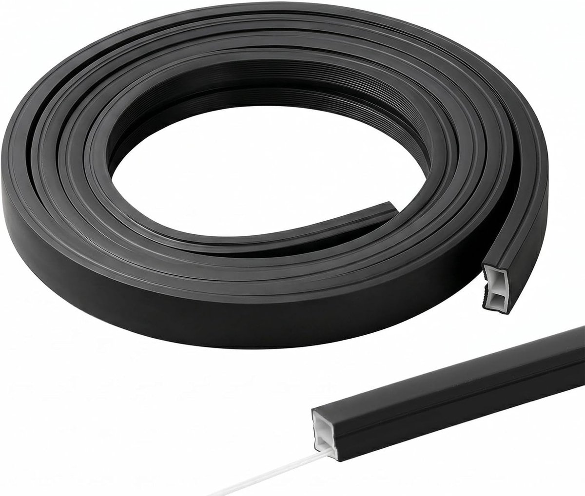 Flexibele LED Diffuser Kanaal voor LED Strips - Zwart 6m, 12x12mm met Einde Caps en Clips voor Wand en Plafond Verlichting