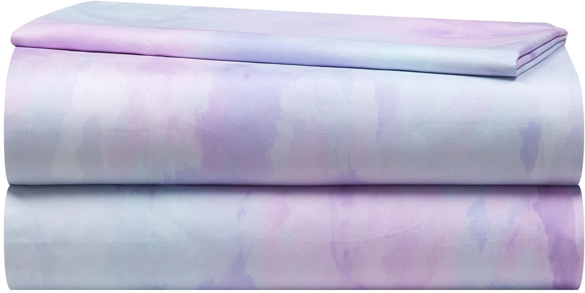 3-delige Beddegoedset voor Kinderen - Paarse Waterverf Tie Dye - Eenpersoons