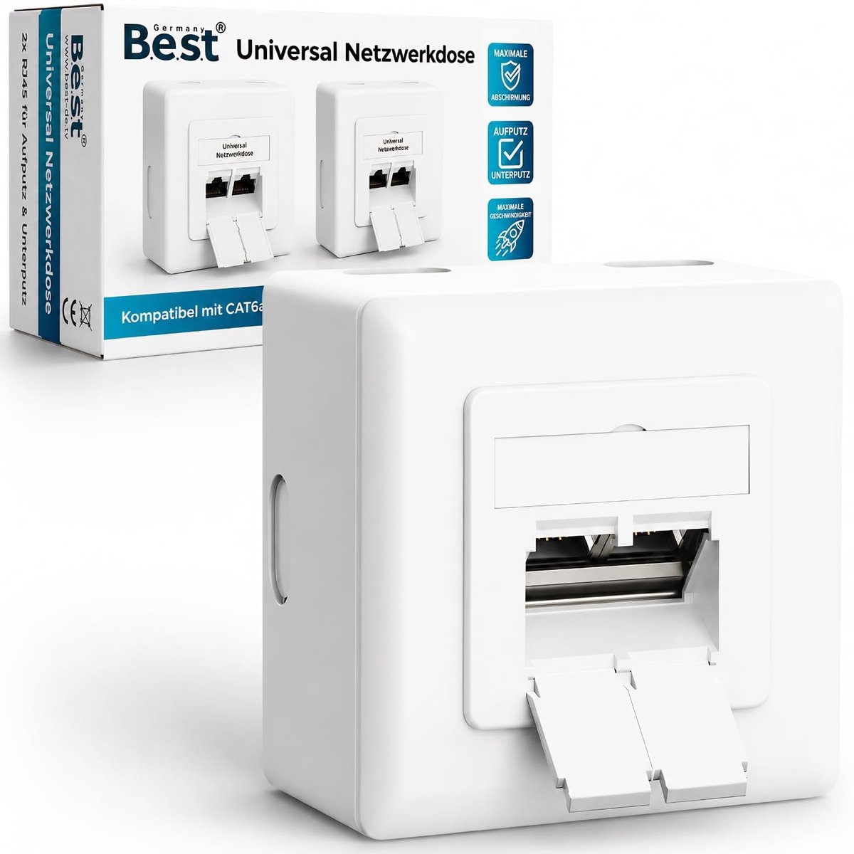 6a Netwerkdoos - 2x RJ45 Poort - Wit