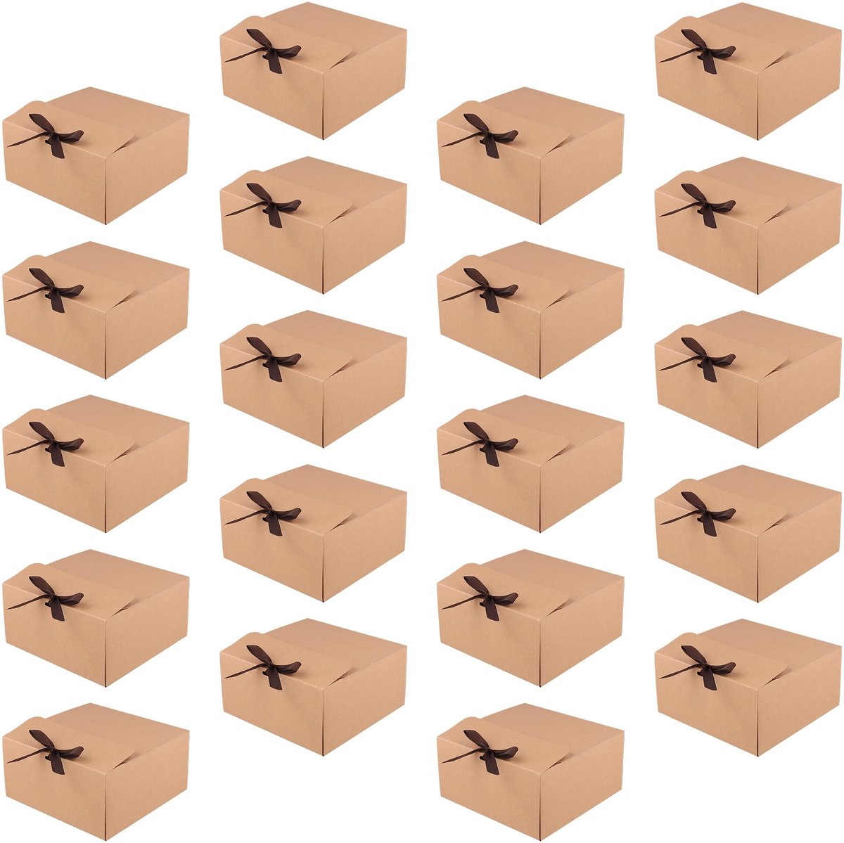 20 Stuks Bruine Geschenkdozen met Deksel - 20 x 20 x 10 cm