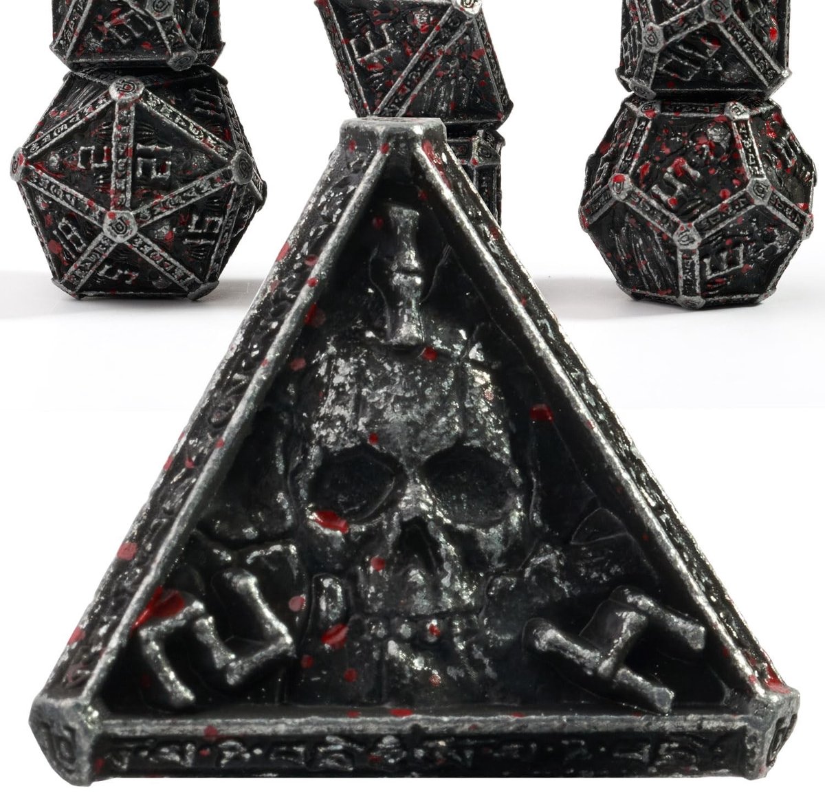 Metal Dice Set - 7 unieke dobbelstenen met skull ontwerp