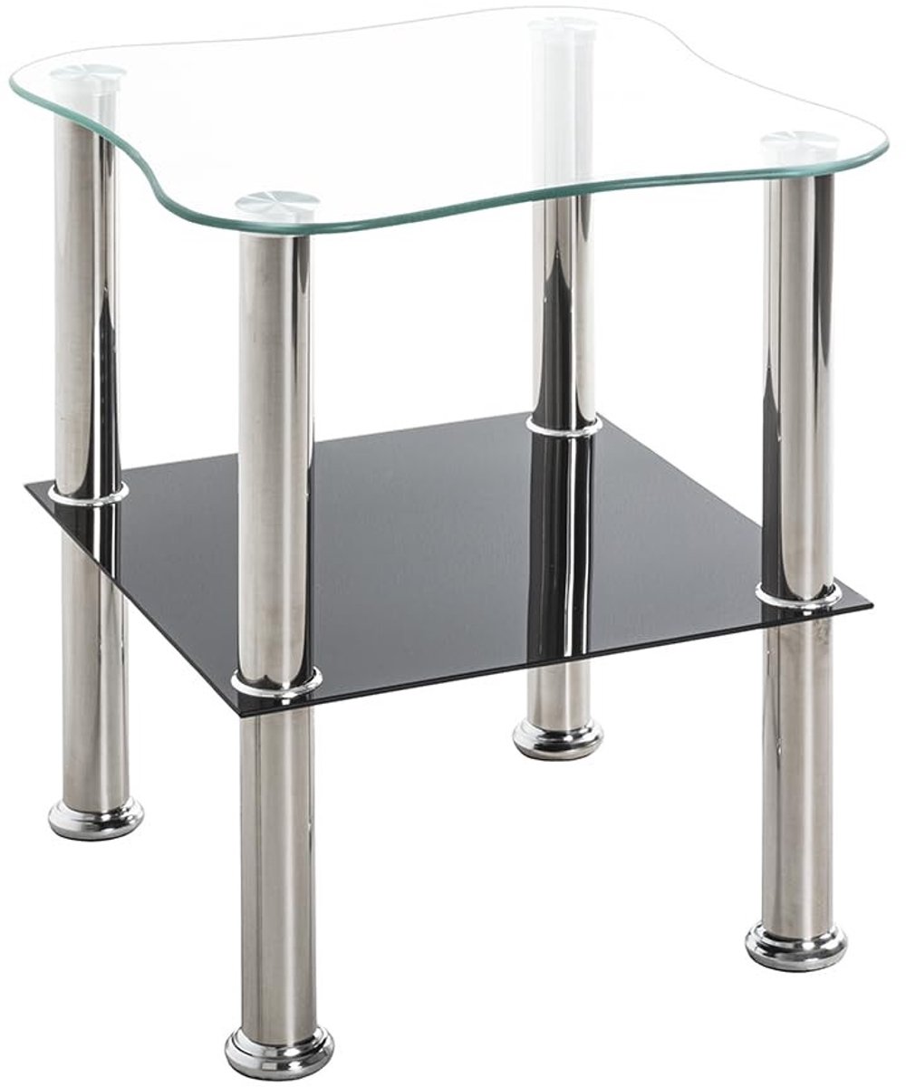 Bijzettafel - met veiligheidsglas - Zwart