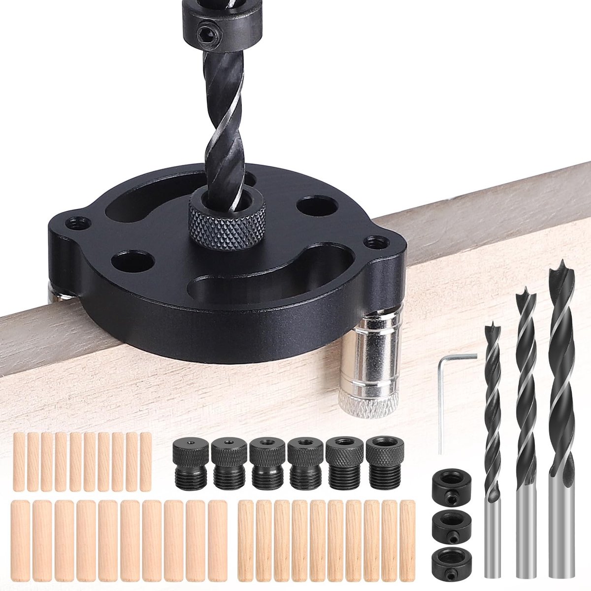 Boortemplate voor 2-10 mm Hout - Snelle bevestiging - Zwart