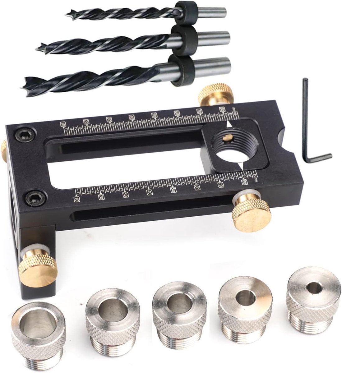 2-in-1 Houtbewerkings Boorgids Set met Pin Fastener Punch voor Dowel Bevestiging, Ideaal voor Meubelinstallatie en Klussen (6/8/10/12/15mm)