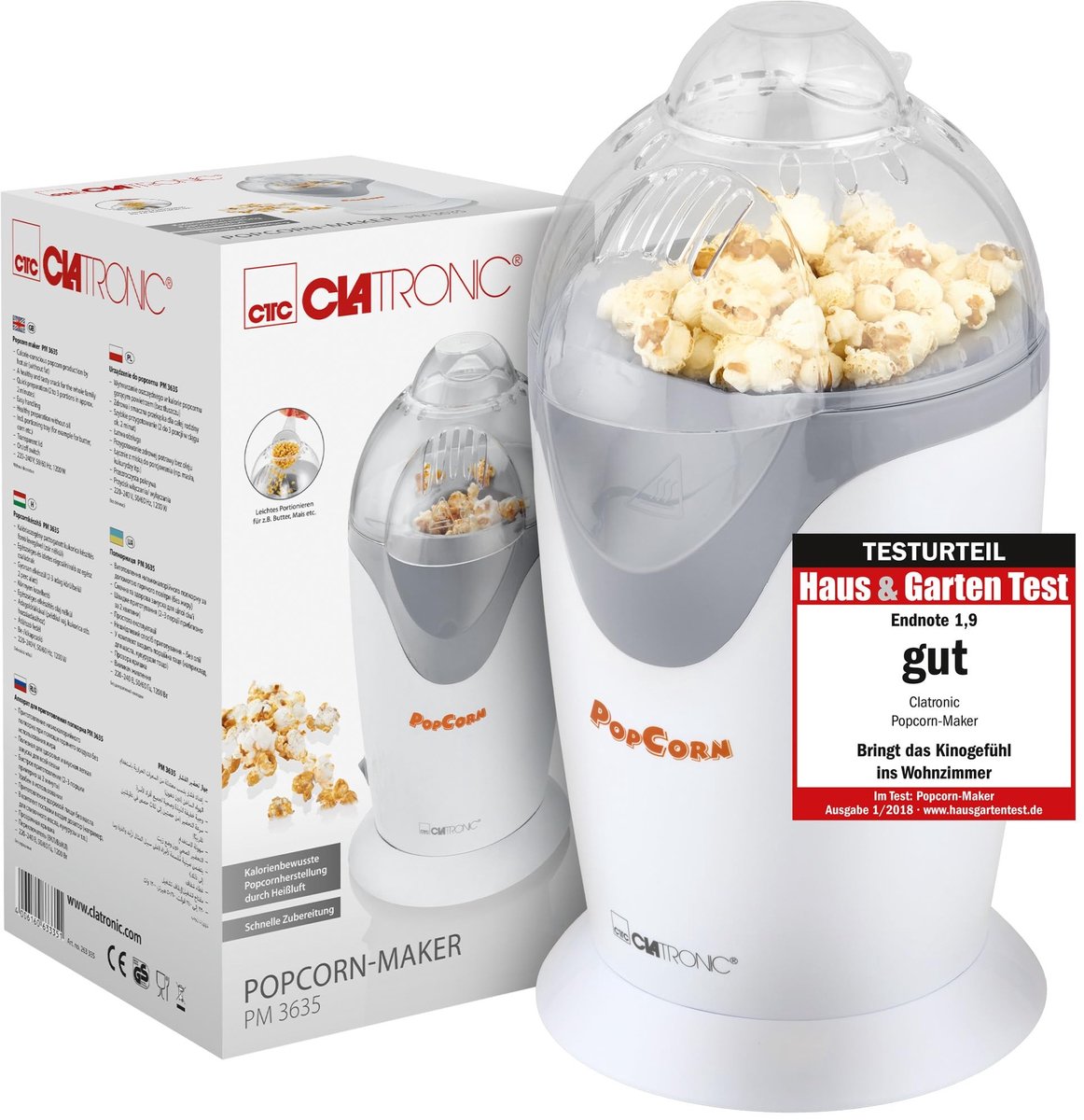 Popcornmachine voor Caloriearm Genot - Inclusief Portioneringskom