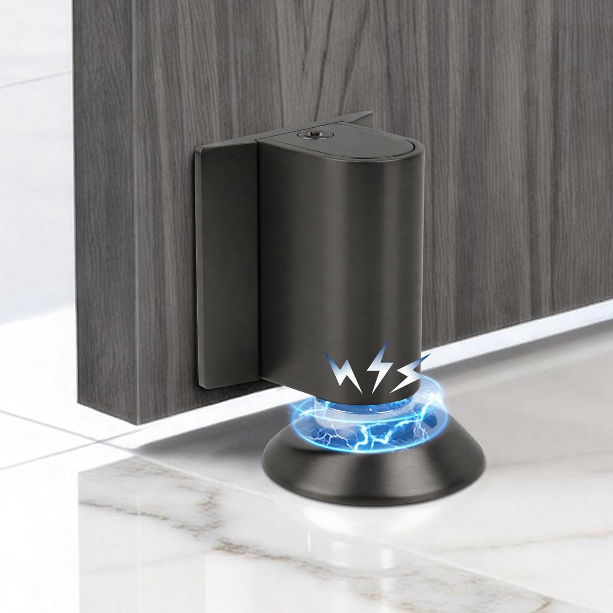 Magnetische Deurscharnier - Zelfklevend, Voor Vloerbevestiging - Grijs