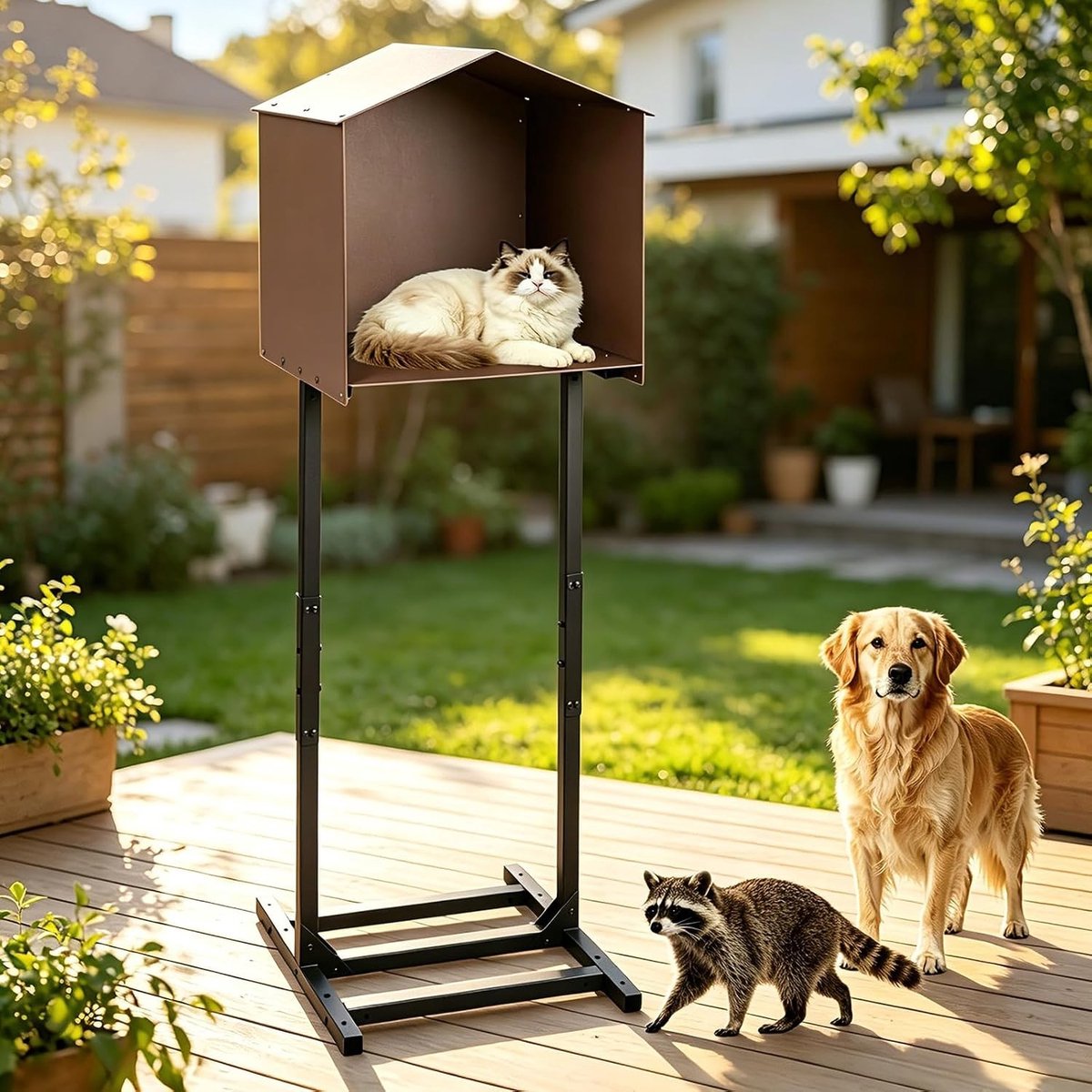 Ruim en weerbestendig kattenhuis voor buiten, ideaal als kattenasyl en voerstation voor wilde katten