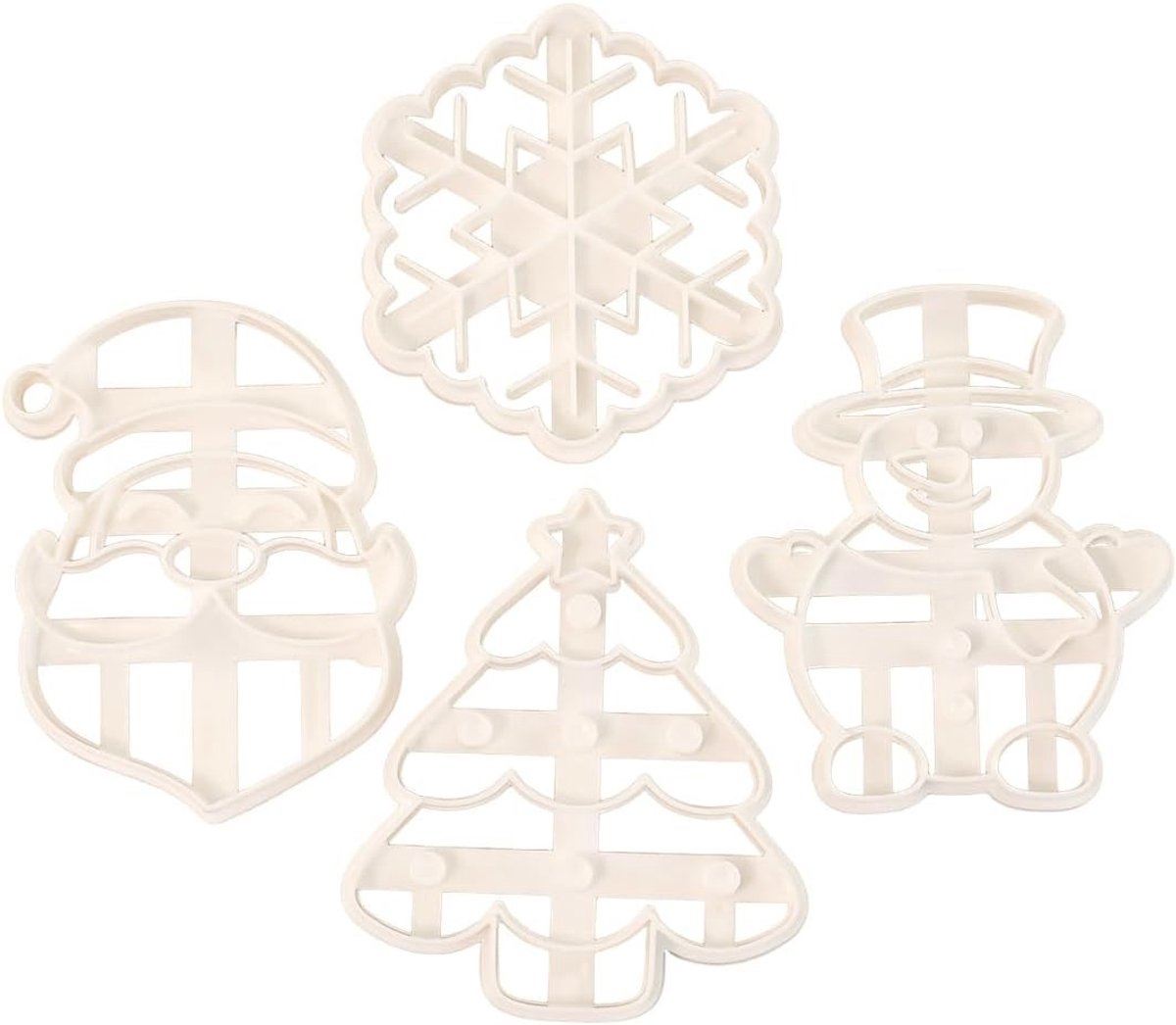 Kerstkoekjesvormen set van 4, kunststof bakvormen voor het maken van feestelijke koekjes