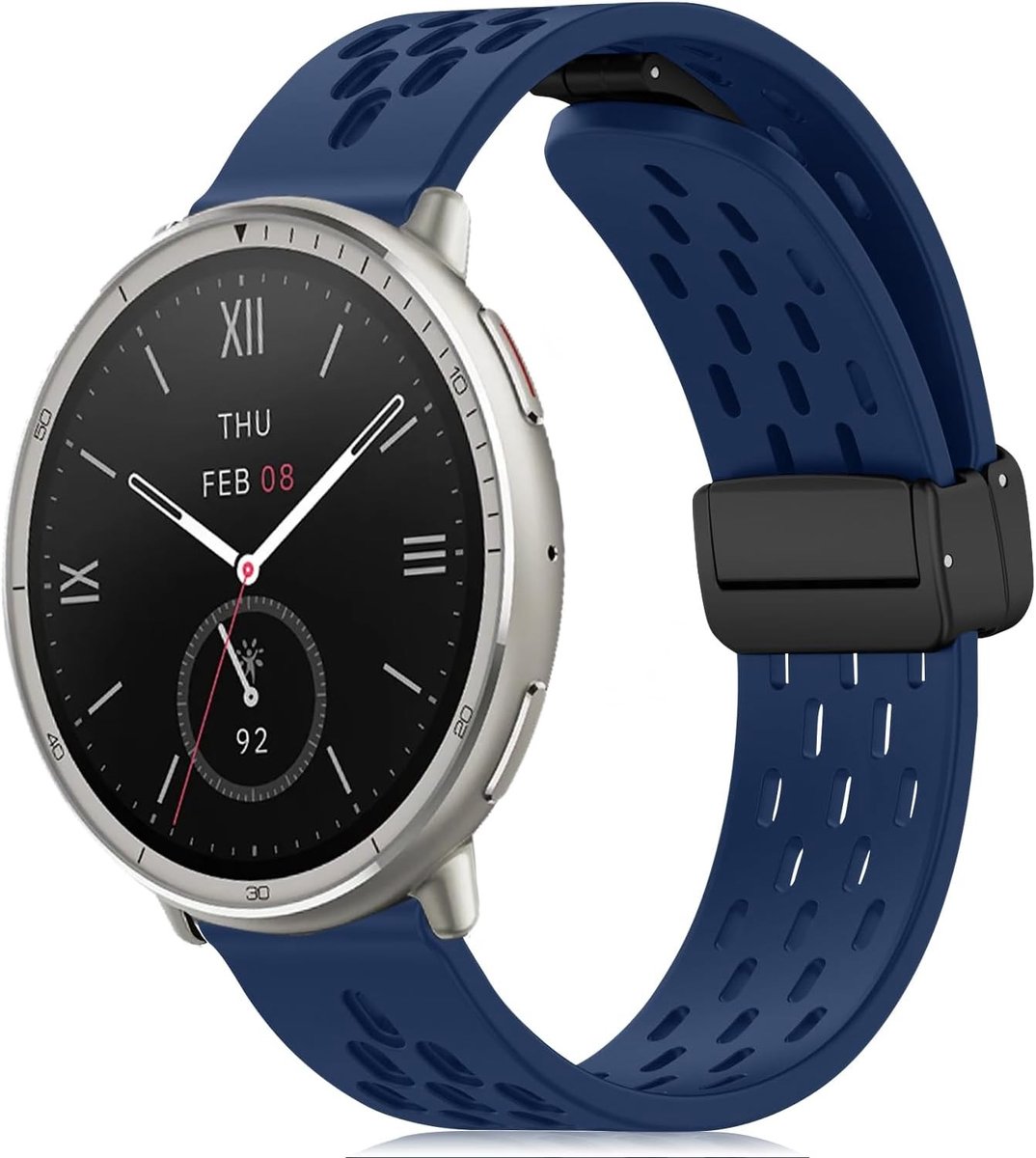 Siliconen Vervangarmband voor Sporthorloges, Geschikt voor Amazfit GTR, GTS, Bip 3 en Active Series, Donkerblauw met Magnetische Sluiting