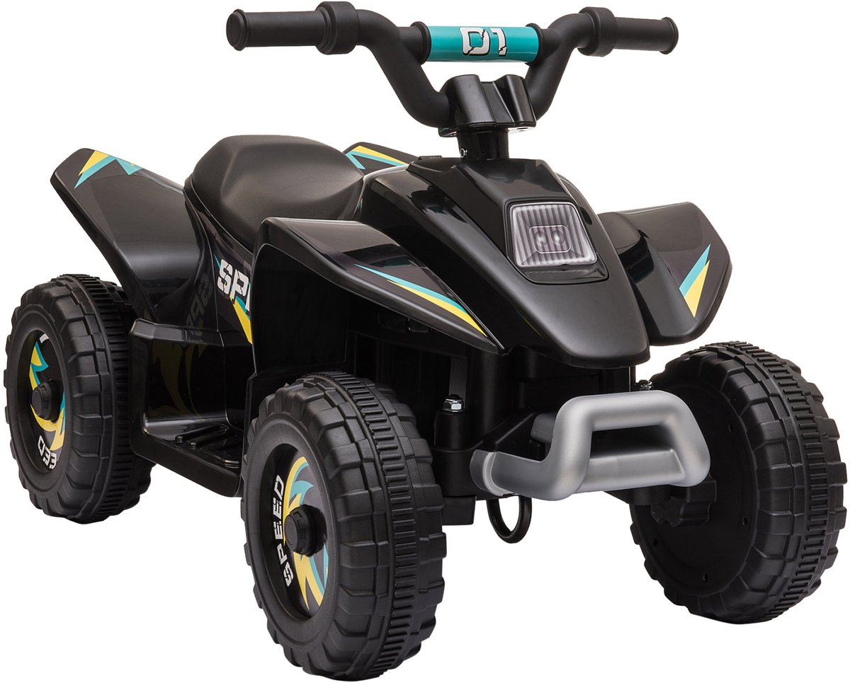 Elektrische Quad voor Kinderen 6V Groen – Elektrisch Voertuig met Achteruitversnelling, Verlichting, Automatische Rem, Gaspedaal, Geschikt vanaf 18-36 Maanden, voor Jongens en Meisjes, 72 x 40 x 45,5 cm, zwart