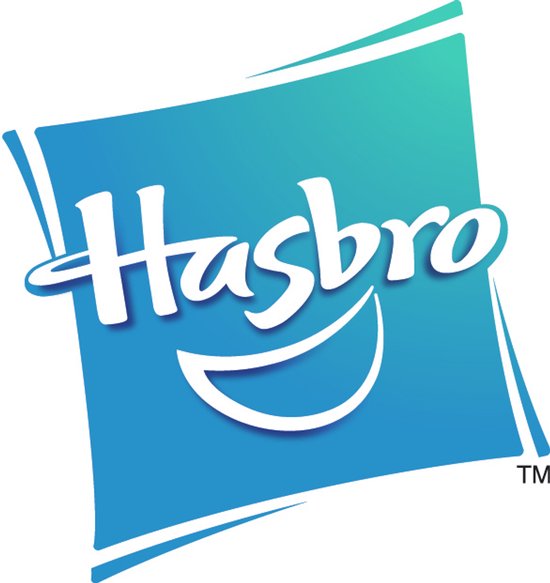 Hasbro logo op een blauwe en groene gradiënt achtergrond.