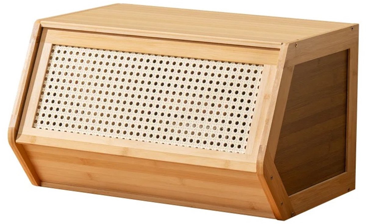 Veya Bamboe Opbergkist - 71 x 51 cm - Stapelbaar - Stofdicht - Stijlvolle opbergbak - Opbergkasten met deuren - Opbergkast