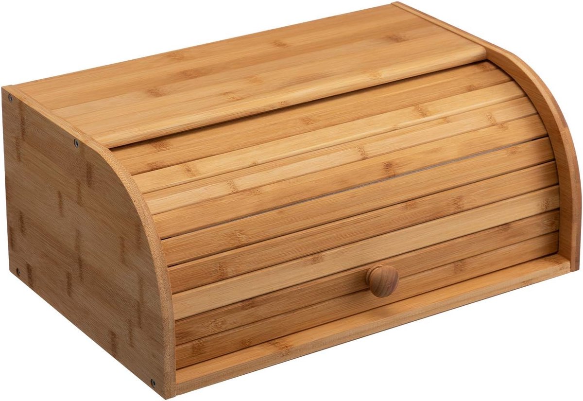 Houten Brooddoos van Bamboe voor de Keuken, Broodopslag met Roldeksel, Ideaal voor Aanrecht en Versheid