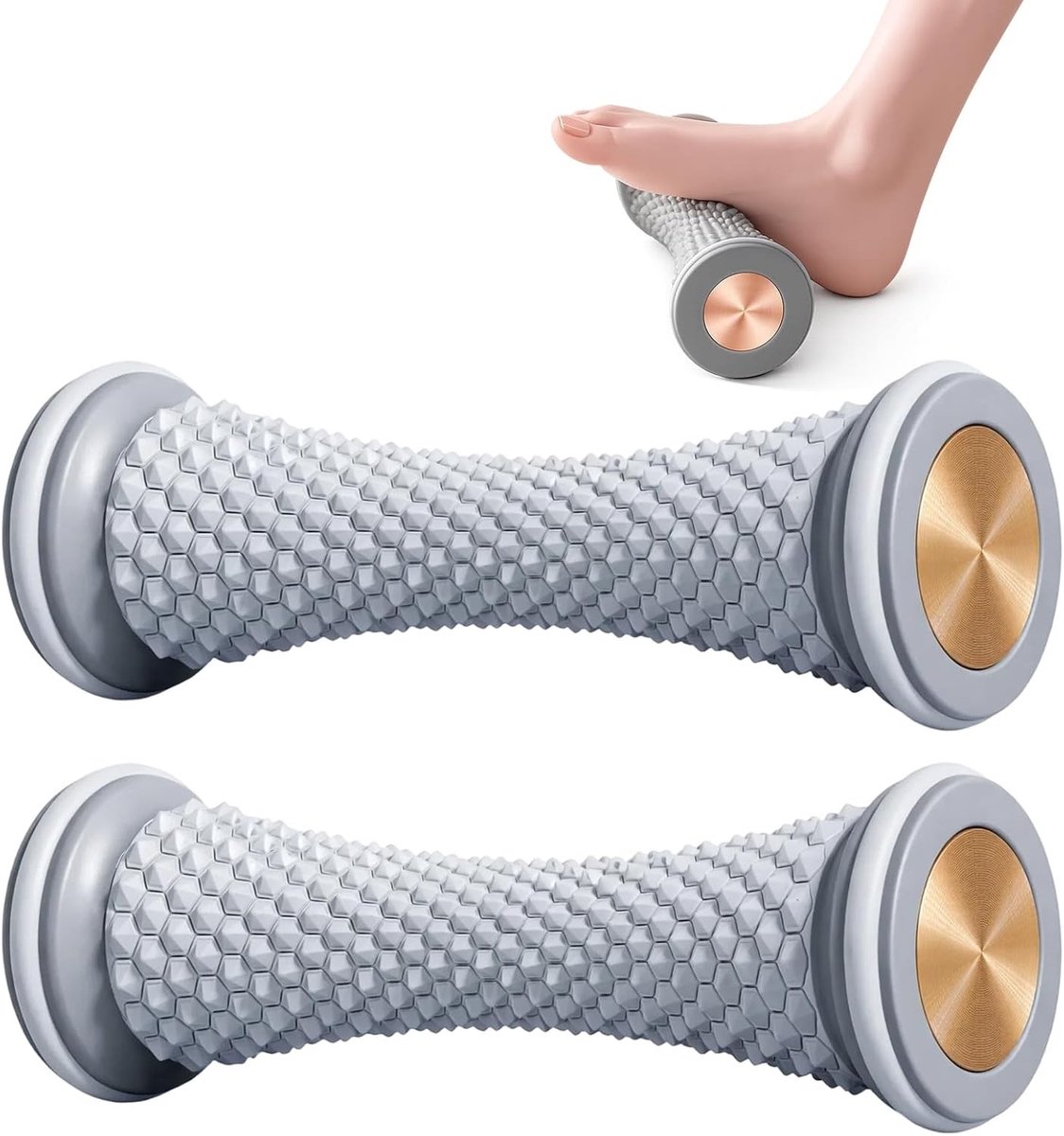 Set van 2 voetmassage rollers, draagbare voetroller voor plantaire fasciitis, hielspoor en zelfmassage, ideaal voor ontspanning en pijnverlichting