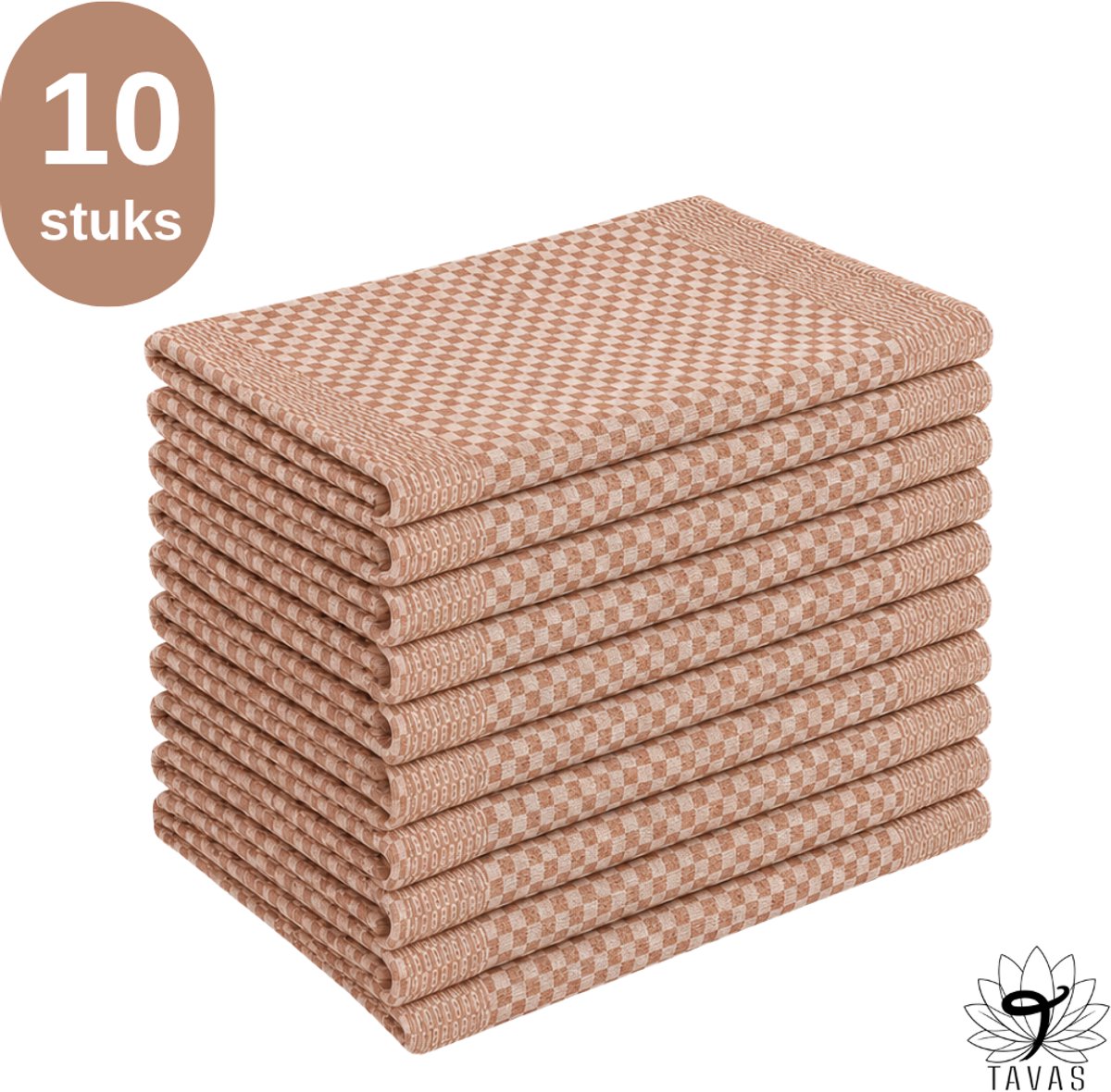 Theedoekenset - Glazendoeken - 50x70 cm - Bruin - Set van 10 - 100% katoen - Horeca Theedoeken - horeca Glazendoeken