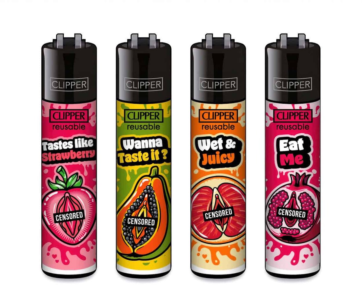 Clipper Classic Large Aanstekers "Eat Your Fruits" (4 Stuks)