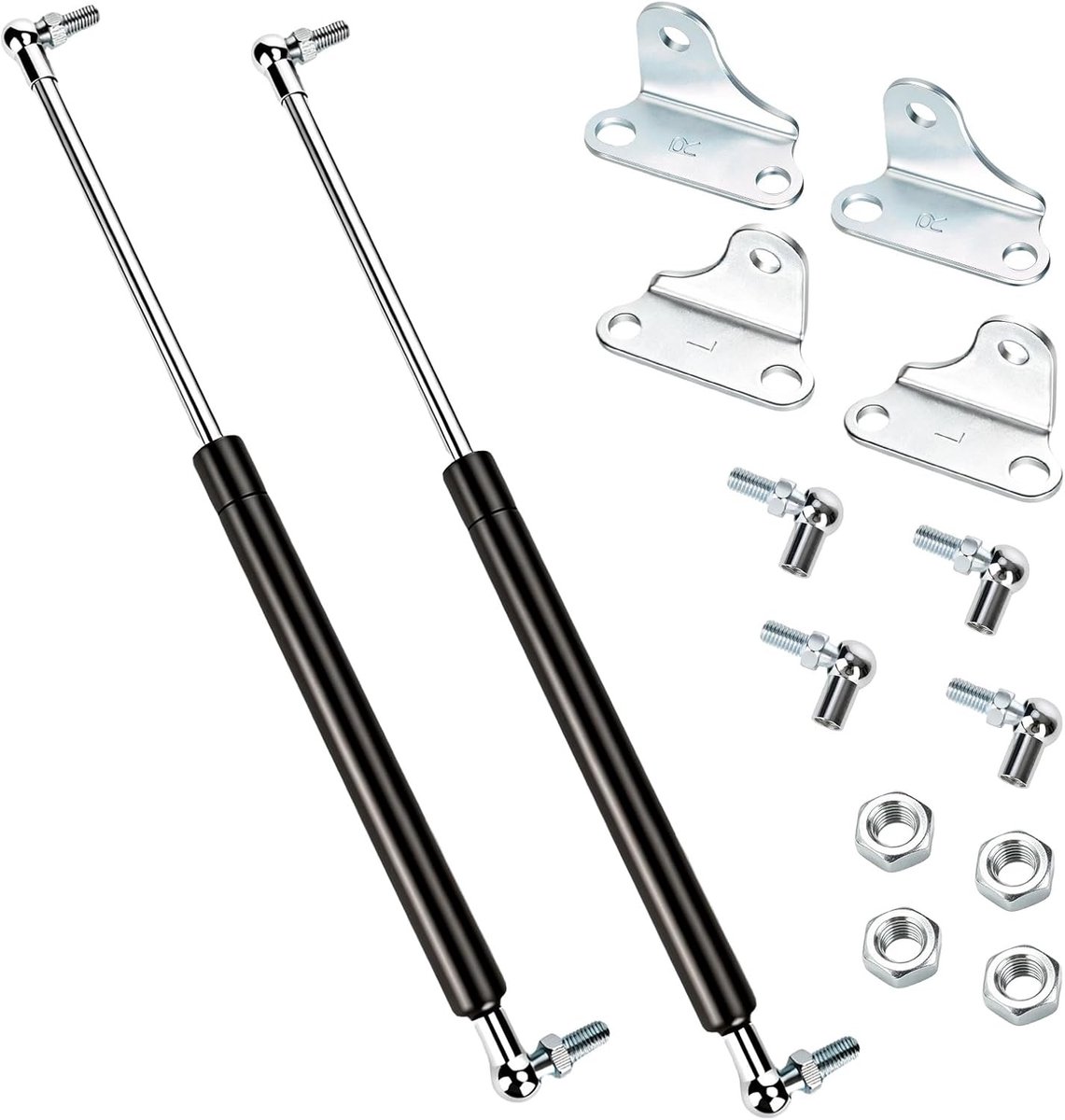 2 Stuks Gasdrukdempers met L-vormige Beugels voor Zware Deuren, Gereedschapskisten en Opbergdozen - 380 mm, 200 N, 20 kg Gasveren voor Betrouwbare Ondersteuning