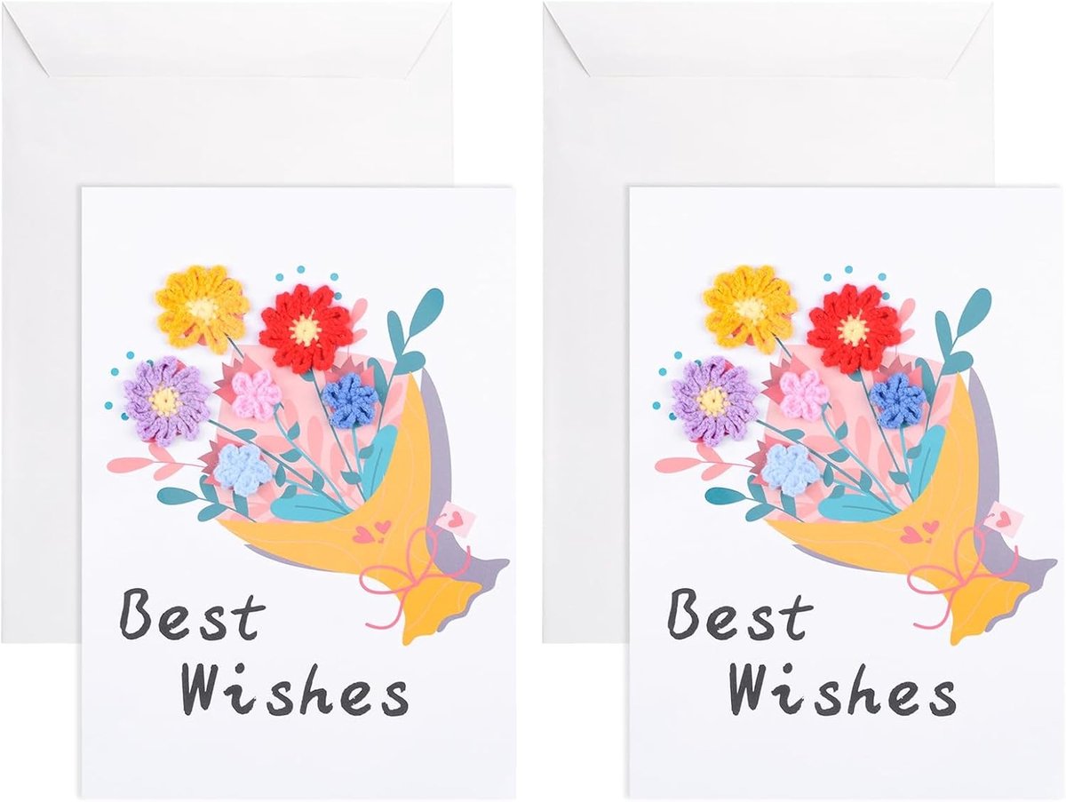 Handgemaakte gehaakte wenskaarten met madeliefjesboeket, 3D verjaardagskaarten, unieke geschenken voor vrouwen en vrienden