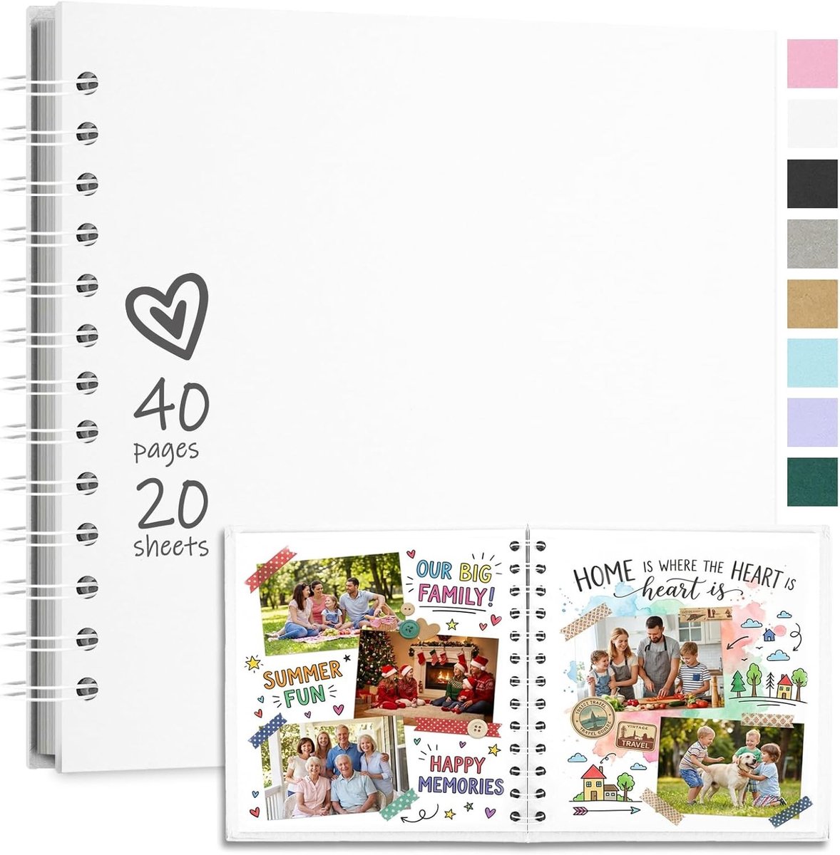 DIY Fotoalbum met 40 pagina's - Hard Cover Kraft Papier Spiral Album voor Trouwen en Verjaardagen