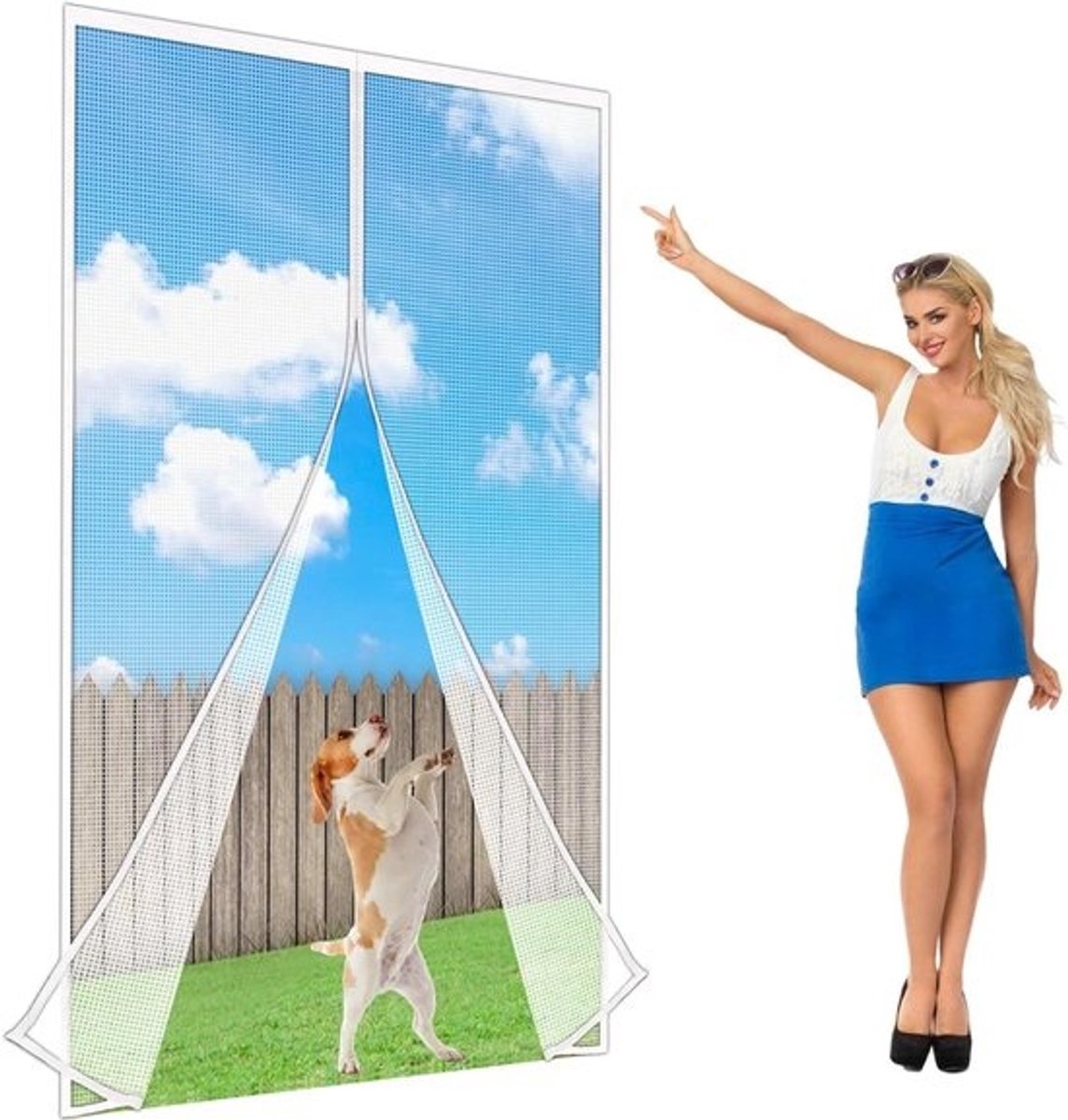 Magnetische Hordeur - Vliegengordijn - Insecten Buiten Houden - Versterkte Zwaartekrachtstokken - 255x240cm - Wit