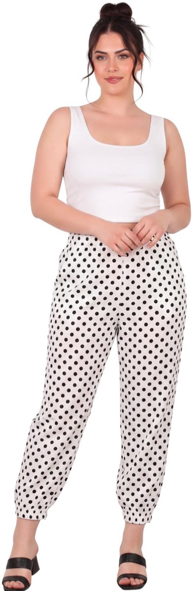 Polyemit Stippen Joggers — Ecru