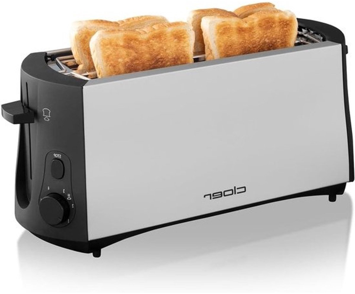 Broodrooster Lange Sleuf - Toast Apparaat - Ontbijt Maken - Centrering Brood - 4 Sneetjes - Mat Metaal