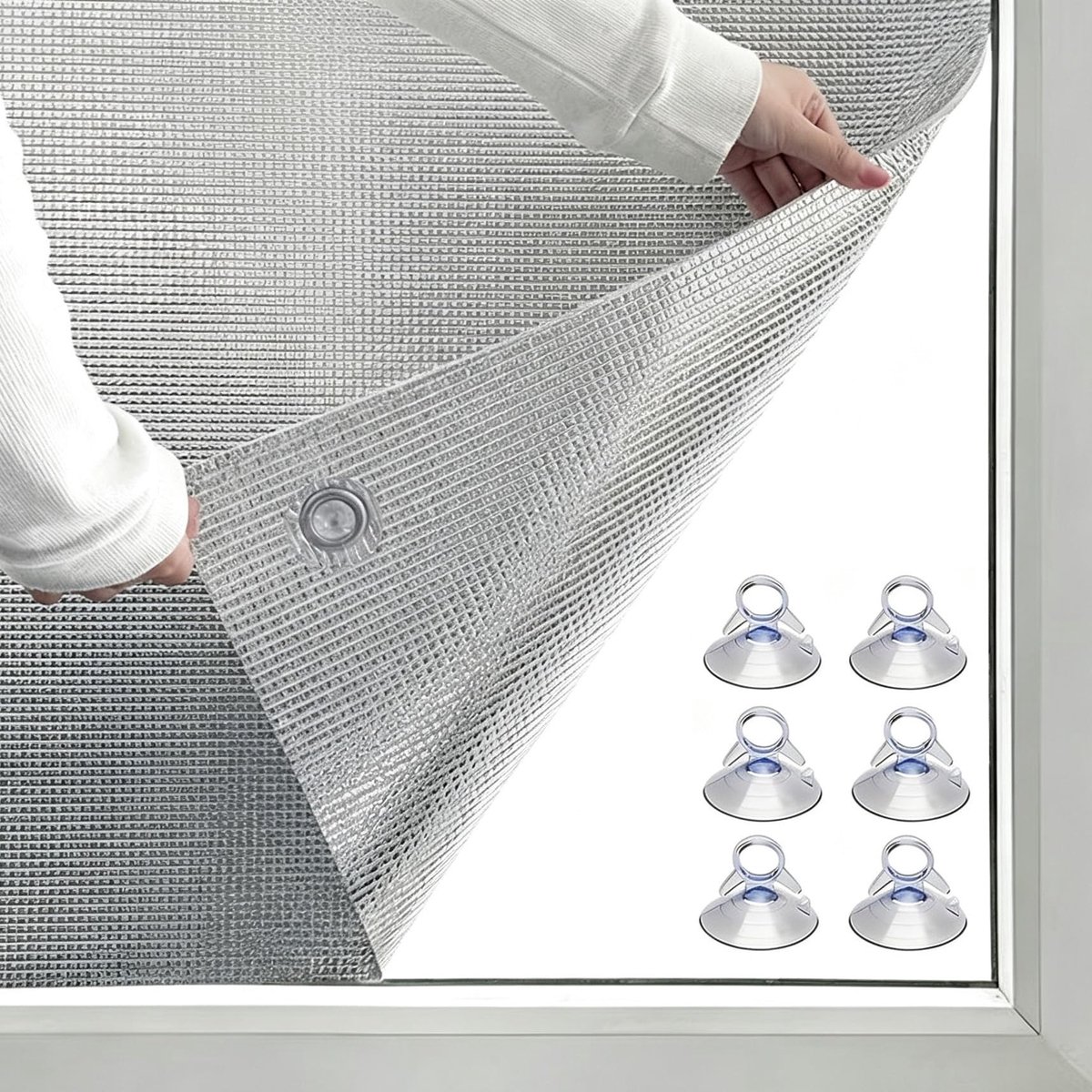 Isolerende folie voor ramen - Aluminium verduisterend met zuignappen 60x100 cm