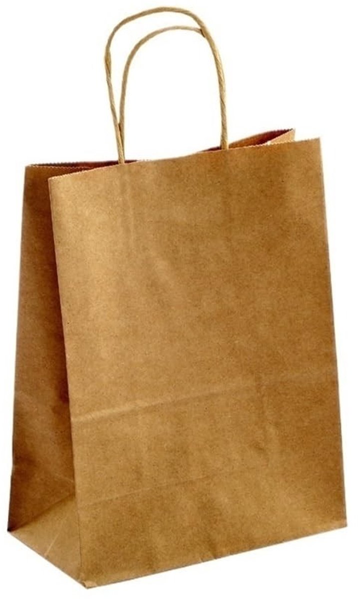 Recyclebare Kraft Papier Boodschappentas - 50 Stuks - 15x21cm