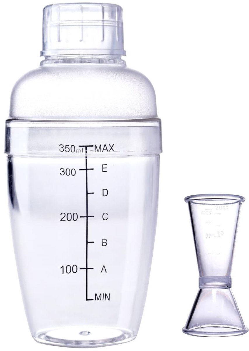 Cocktailshaker met Jigger Set - Transparant - 350 ml