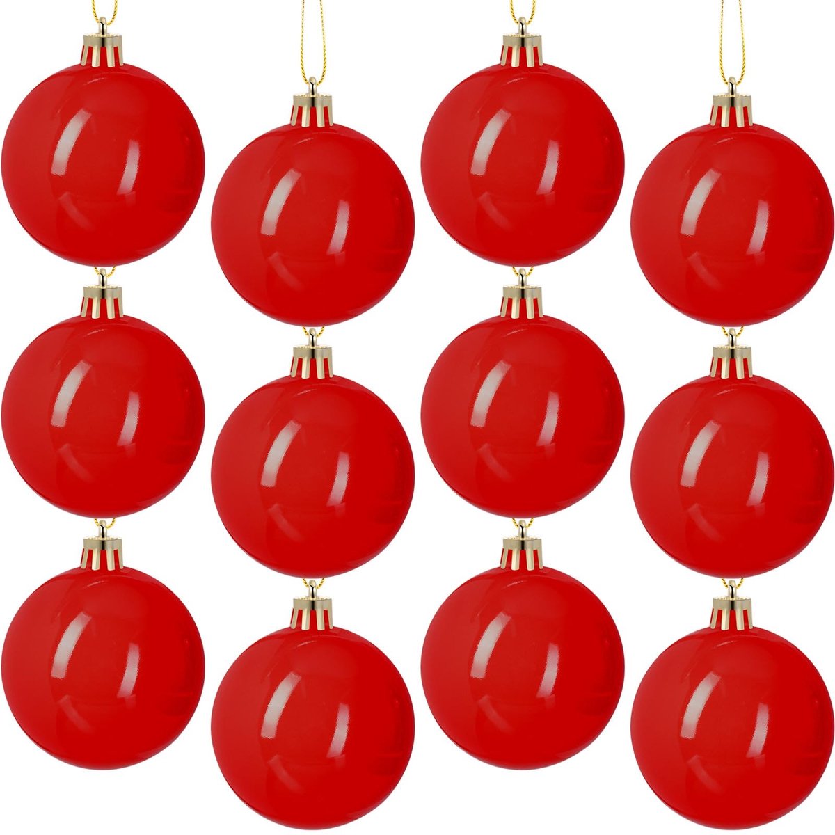 12 Stuks Rode Kerstballen voor Binnendecoratie - 8cm