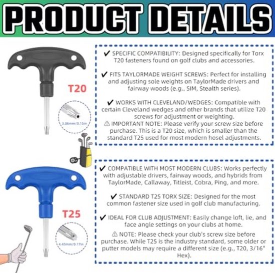 Golf Torque Wrench Tool Set - 2 Stuks T20 en T25 van GOLF — afbeelding 4