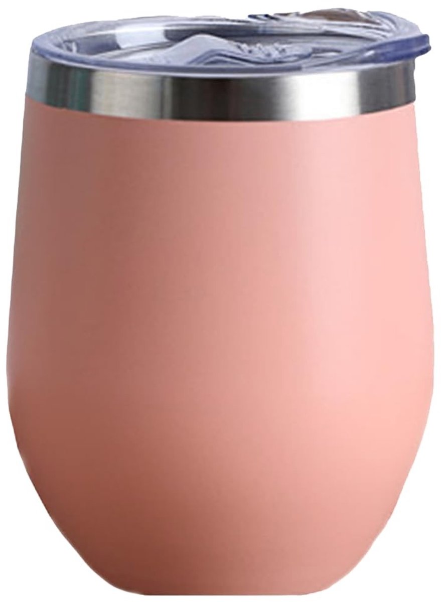 Wijnglas met Deksel - Dubbelwandig Isolerende Reisbeker - Indy Pink