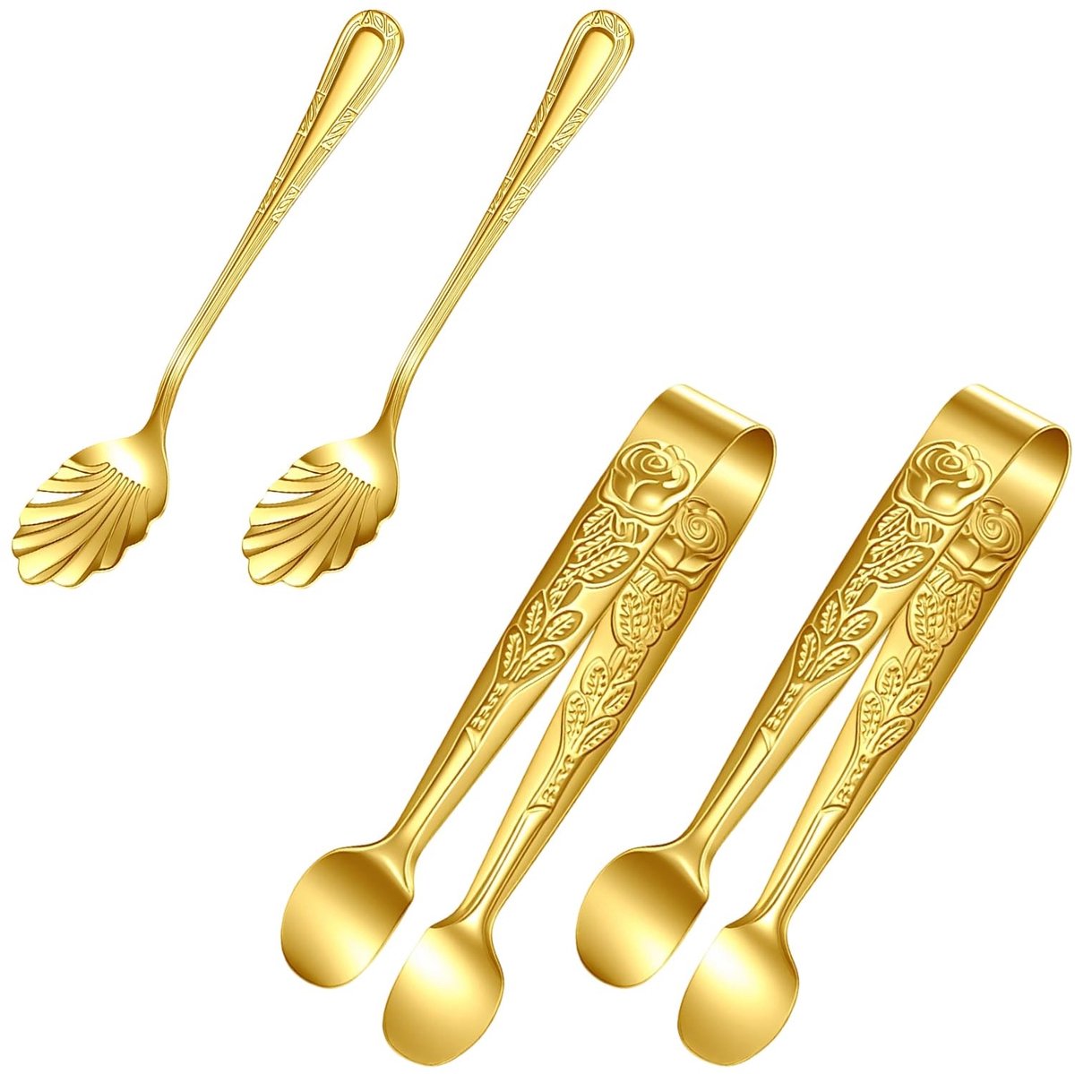 Suikertangen en Lepel Set - Goudkleurig - 4 Stuks