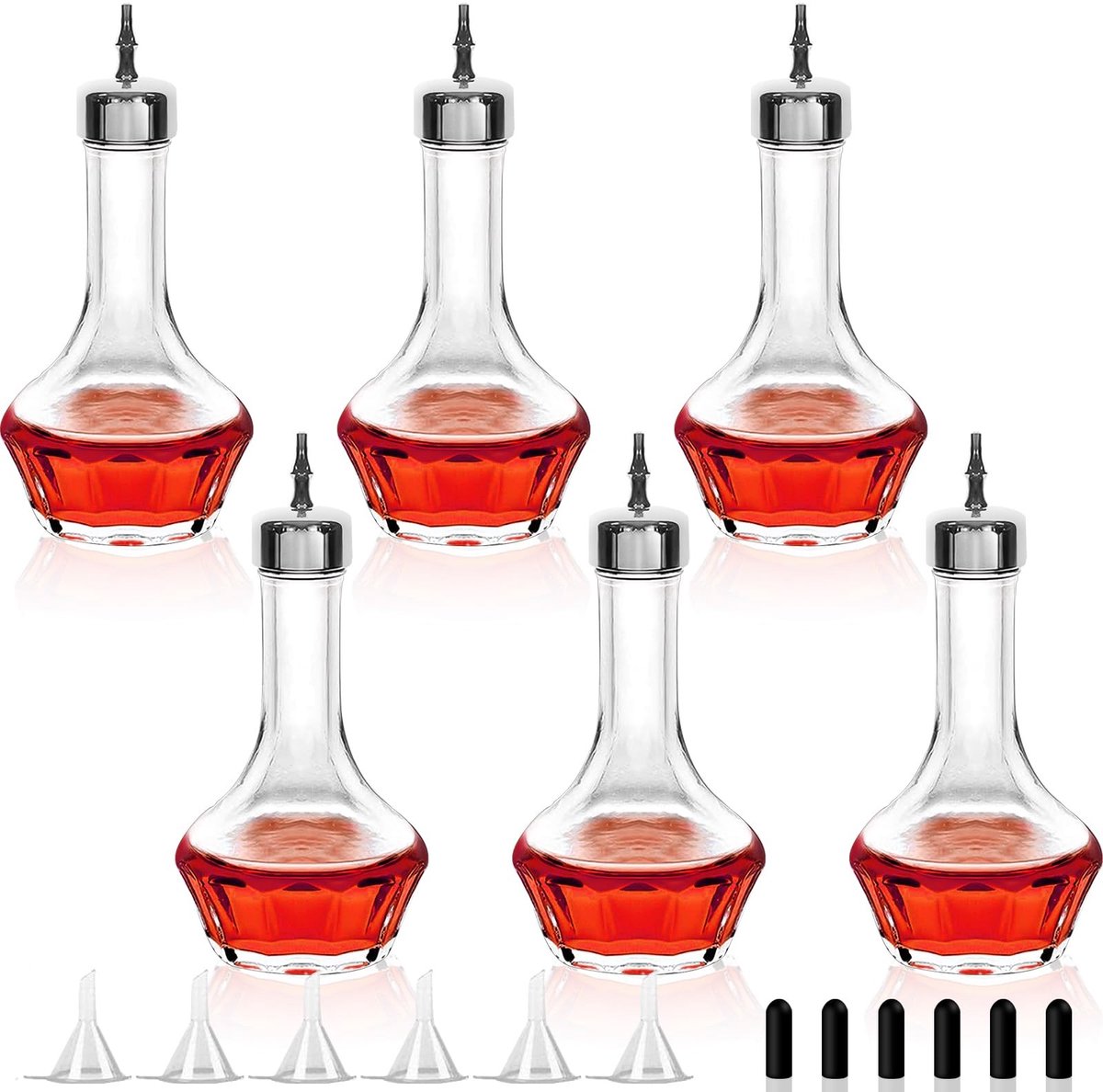 Bitterflesjes Set van 6 - 50ml Glazen Fles met Dosering
