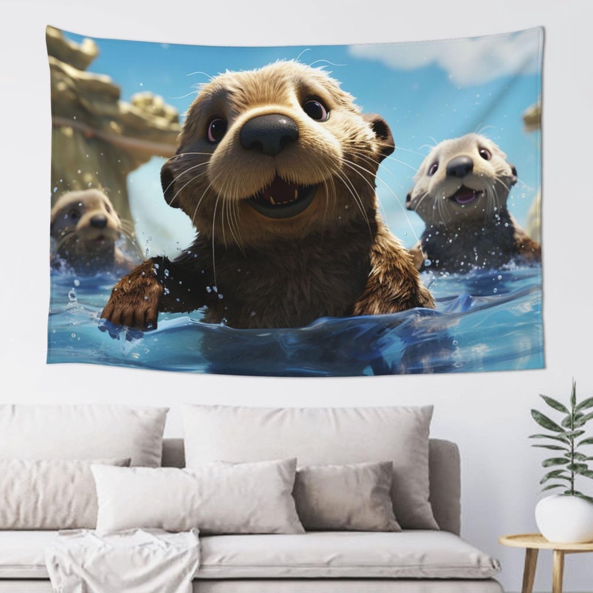 Wandtapijt met Zee Otter Print - Decoratief en Boho