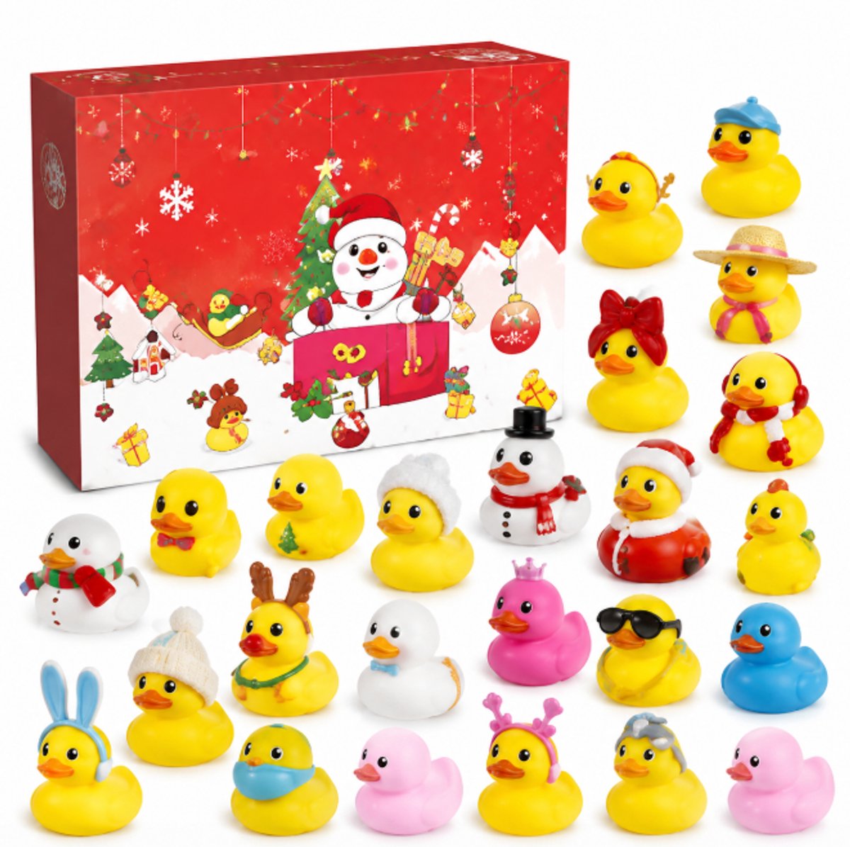 Badeendjes Adventskalender 2026 - 24 Dagen Kerst Aftelkalender met Rubberen Eendjes - Badspeelgoed & Kerstcadeau voor Kinderen