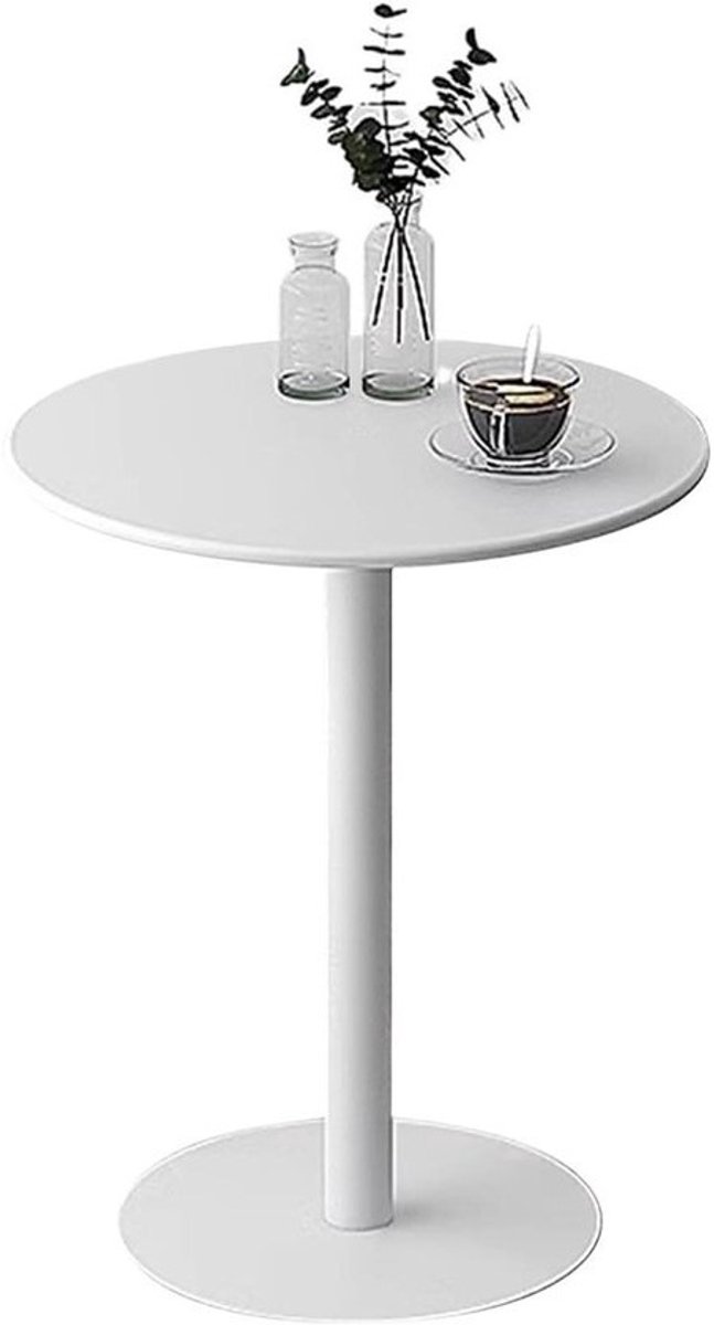 Bartafel Rond - Snacktafel Bistro - Kleine Ruimtes - Stevig Metalen Frame - 40x40x50cm - Wit