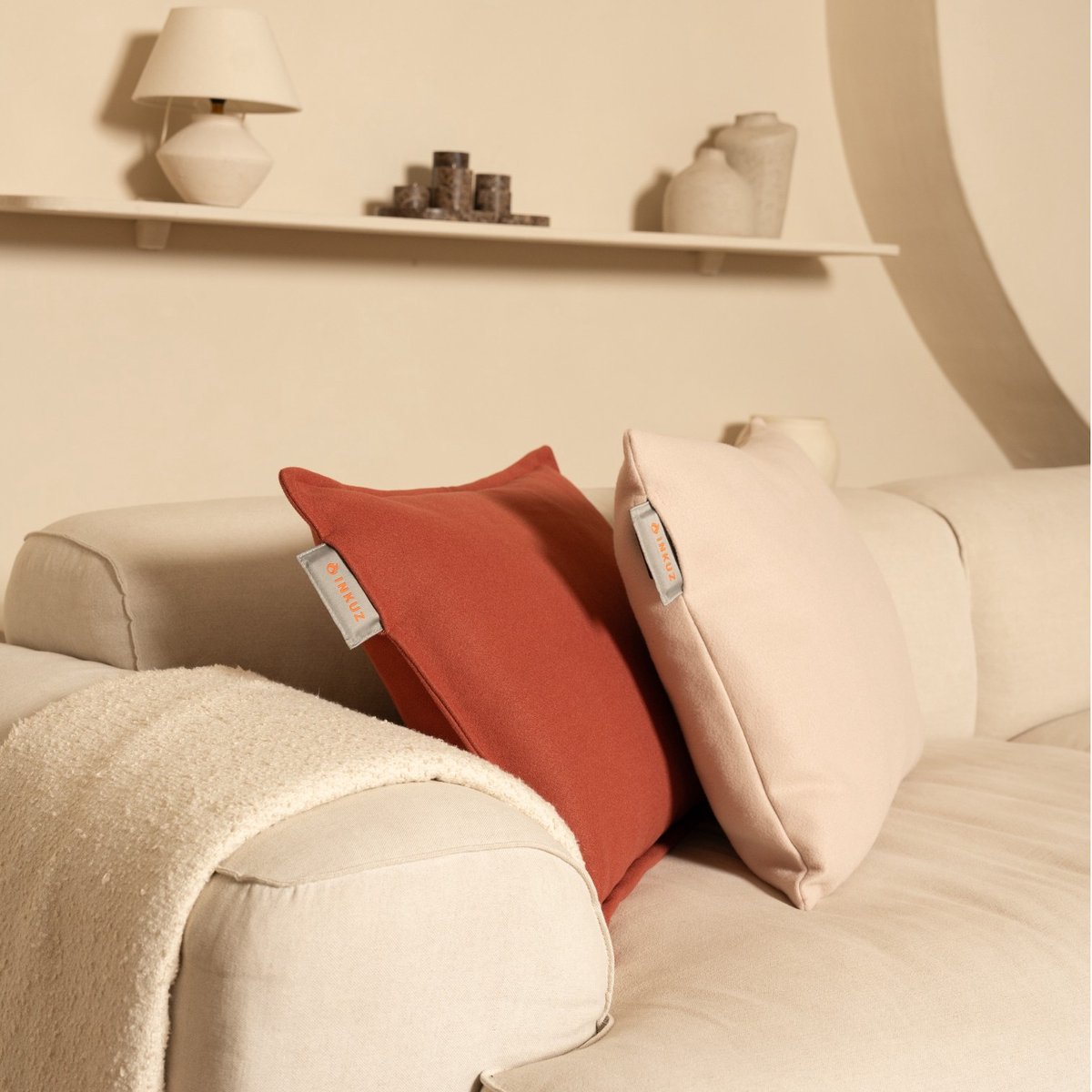 Inkuz - Warmtekussen - Infrarood - Draadloos - Original - Koraal - Gote powerbank - Oplaadbaar - Warmte kussen - 45x60