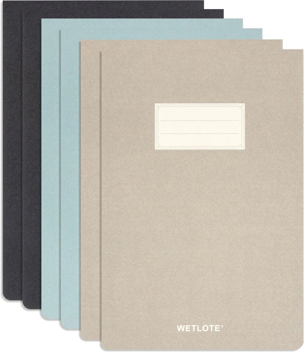 A5 Schrijfpads Set van 6 - Gecontroleerde Lijnen - Zwart, Bruin, Lichtblauw
