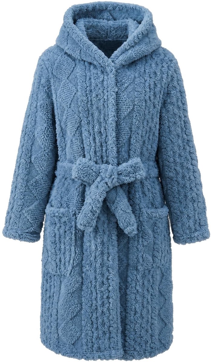 Kinderen Badjas met Kap - Fluffy Fleece Blauw