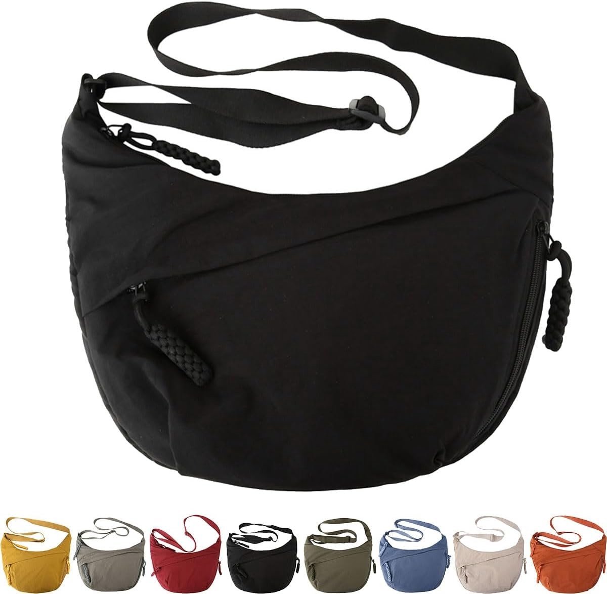 Dames Schoudertas in Halvemaanvorm, Verstelbare Schouderband, Waterdicht, Ruime Nylon Handtas, Minimalistisch Ontwerp, Perfect voor Dagelijks Gebruik en Reizen